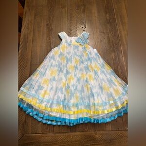Jessica Ann Blue and Yellow Butterfly Lined Dress